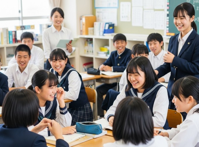授業を受けている中学生